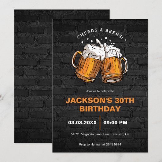 Birthday - uitnodiging voor kazen en bier (Voorkant / Achterkant)