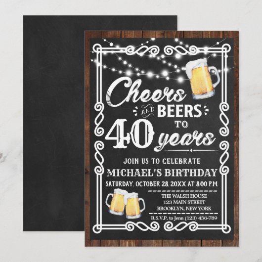 Birthday - uitnodiging voor kazen en bier | Elke l (Voorkant / Achterkant)