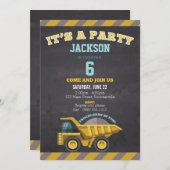 Birthday-uitnodiging voor kinderen (bouw) kaart (Voorkant / Achterkant)