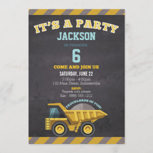 Birthday-uitnodiging voor kinderen (bouw) kaart