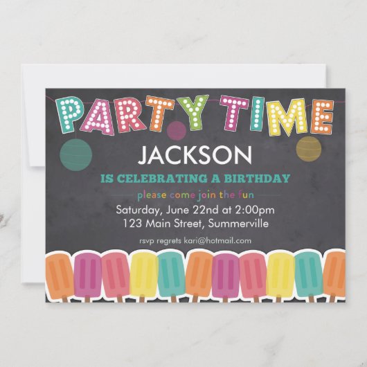 Birthday - uitnodiging voor kinderen - feesttijd (Voorkant)