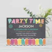 Birthday - uitnodiging voor kinderen - feesttijd (Staand voorkant)