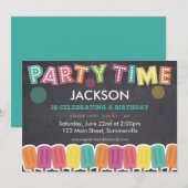 Birthday - uitnodiging voor kinderen - feesttijd (Voorkant / Achterkant)