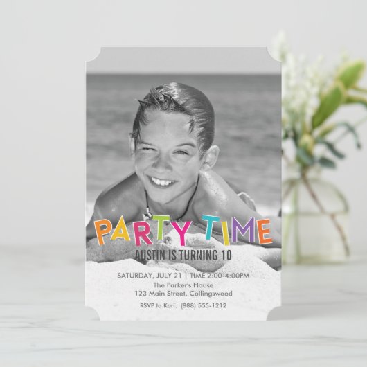 Birthday-uitnodiging voor kinderen (foto) kaart (Staand voorkant)