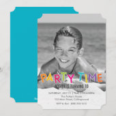 Birthday-uitnodiging voor kinderen (foto) kaart (Voorkant / Achterkant)