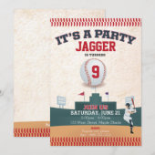 Birthday-uitnodiging voor kinderen (honkbal) kaart (Voorkant / Achterkant)