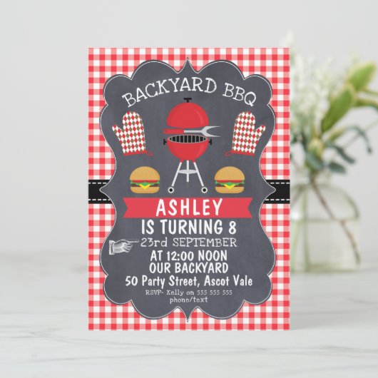 Birthday-uitnodiging voor kinderen op BBQ Kaart (Staand voorkant)