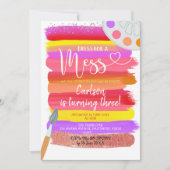 Birthday-uitnodiging voor kleurrijke kunstpartij kaart (Voorkant)