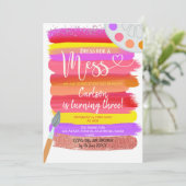 Birthday-uitnodiging voor kleurrijke kunstpartij kaart (Staand voorkant)