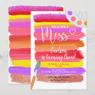 Birthday-uitnodiging voor kleurrijke kunstpartij kaart