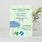 Birthday-uitnodiging voor kleurrijke pool kaart (Staand voorkant)