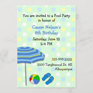 Birthday-uitnodiging voor kleurrijke pool kaart
