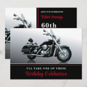 Birthday-uitnodiging voor kruisende motorfiets kaart (Voorkant / Achterkant)