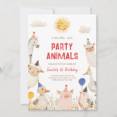 Birthday-uitnodiging voor landbouwhuisdieren kaart (Voorkant)