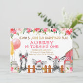 Birthday-uitnodiging voor landdieren kaart (Staand voorkant)