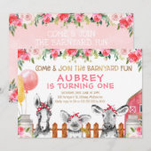 Birthday-uitnodiging voor landdieren kaart (Voorkant / Achterkant)