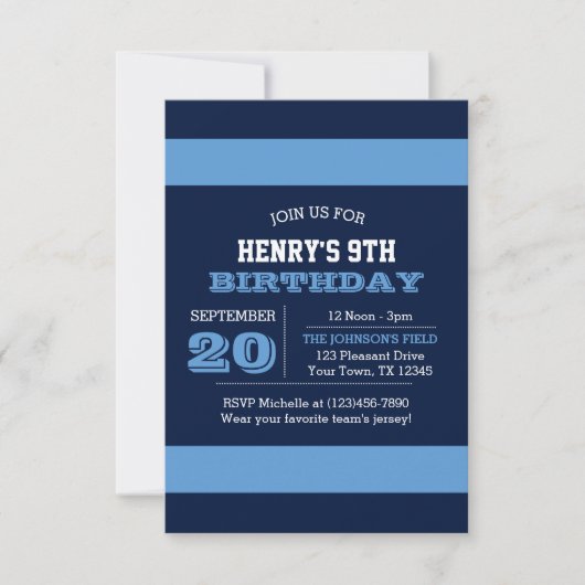 Birthday - uitnodiging voor marineblauw lichtblauw (Voorkant)