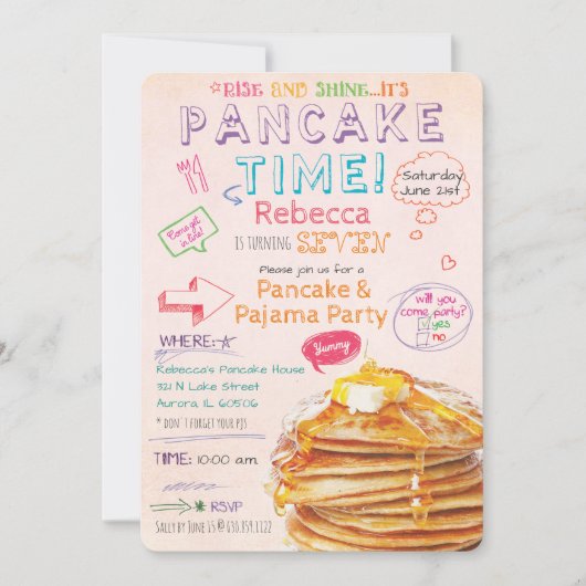 Birthday-uitnodiging voor Pancake en Pajama Kaart (Voorkant)