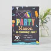 Birthday-uitnodiging voor poolpartijen kaart (Staand voorkant)