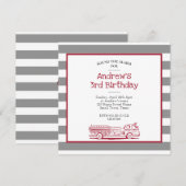 Birthday - uitnodiging voor Red and Grey Fire (Voorkant / Achterkant)