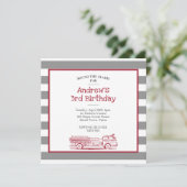 Birthday - uitnodiging voor Red and Grey Fire (Staand voorkant)