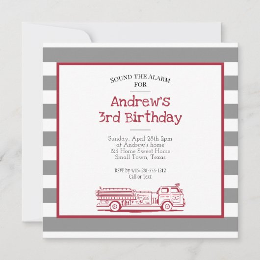 Birthday - uitnodiging voor Red and Grey Fire (Voorkant)