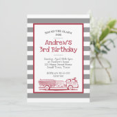 Birthday - uitnodiging voor Red and Grey Fire (Staand voorkant)