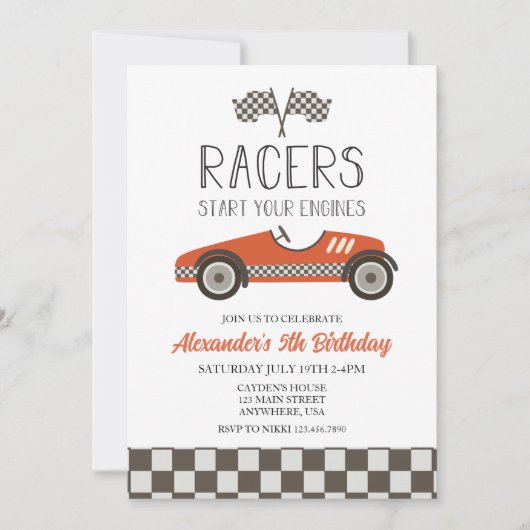 Birthday - uitnodiging voor Red  Race (Voorkant)