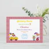 Birthday-uitnodiging voor rode en witte cheque kaart (Staand voorkant)