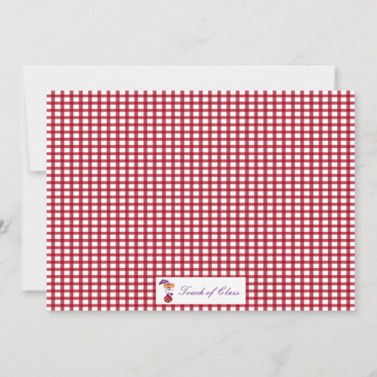 Birthday-uitnodiging voor rode en witte cheque kaart (Achterkant)