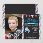 Birthday-uitnodiging voor rolschaatsen kaart (Voorkant / Achterkant)