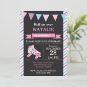 Birthday-uitnodiging voor rolschaatsen kaart (Staand voorkant)