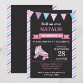 Birthday-uitnodiging voor rolschaatsen kaart (Voorkant / Achterkant)