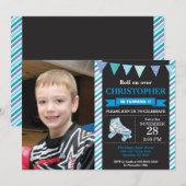 Birthday-uitnodiging voor rolschaatsen kaart (Voorkant / Achterkant)