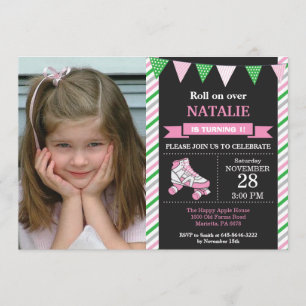 Birthday-uitnodiging voor rolschaatsen kaart