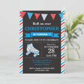 Birthday-uitnodiging voor rolschaatsen kaart (Staand voorkant)