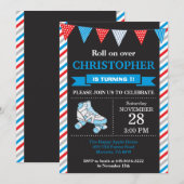 Birthday-uitnodiging voor rolschaatsen kaart (Voorkant / Achterkant)