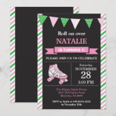 Birthday-uitnodiging voor rolschaatsen kaart (Voorkant / Achterkant)