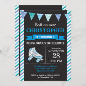Birthday-uitnodiging voor rolschaatsen kaart (Voorkant / Achterkant)
