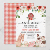 Birthday-uitnodiging voor rooddieren kaart (Voorkant / Achterkant)