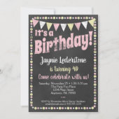 Birthday - uitnodiging voor roze geel alkboard (Voorkant)