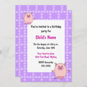 Birthday - uitnodiging voor roze roze kinderen (Voorkant / Achterkant)