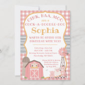 Birthday - uitnodiging voor roze wilde dieren (Voorkant)