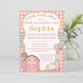 Birthday - uitnodiging voor roze wilde dieren (Staand voorkant)