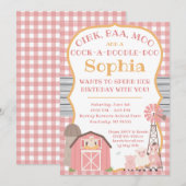 Birthday - uitnodiging voor roze wilde dieren (Voorkant / Achterkant)