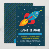 Birthday-uitnodiging voor ruimteschip kaart (Voorkant / Achterkant)