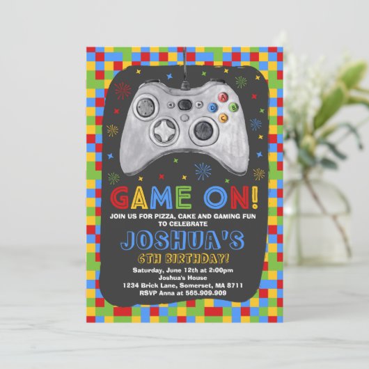 Birthday-uitnodiging voor videogame Birthday Kaart (Staand voorkant)