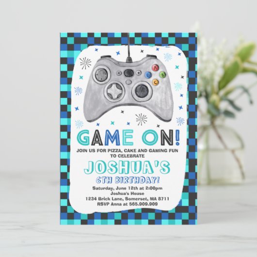 Birthday-uitnodiging voor videogame Birthday Kaart (Staand voorkant)