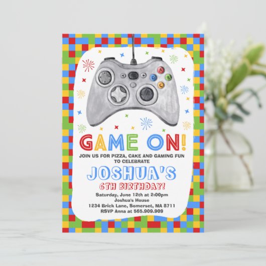 Birthday-uitnodiging voor videogame Birthday Kaart (Staand voorkant)