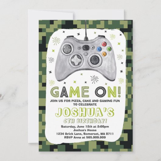 Birthday-uitnodiging voor videogame Birthday Kaart (Voorkant)